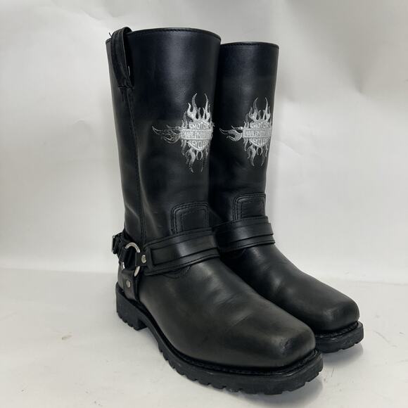 Vintage Harley-Davidson Motorcycle Flame Logo Boots “Black” main image 10